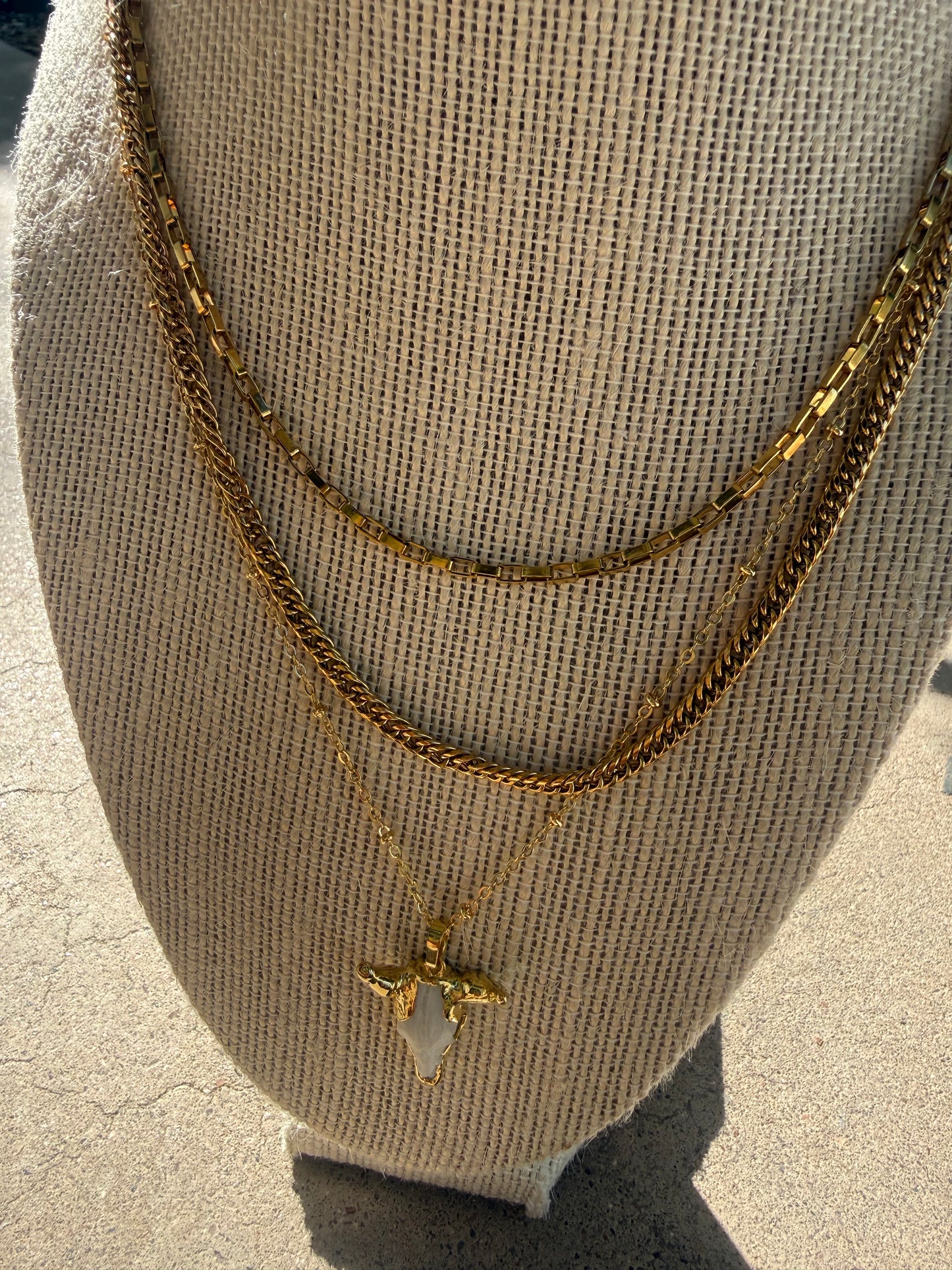 Long Horn Layered Necklace