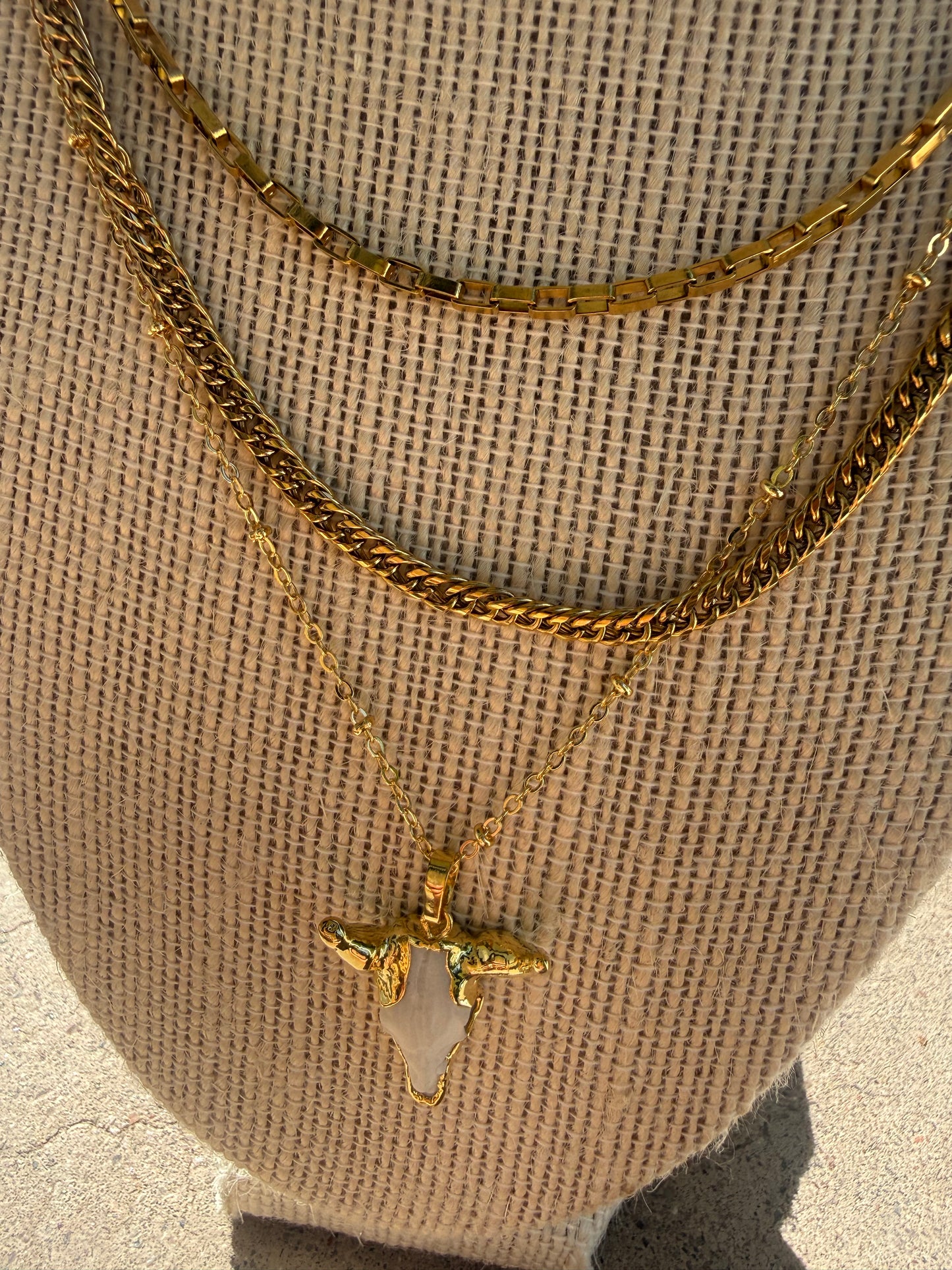 Long Horn Layered Necklace
