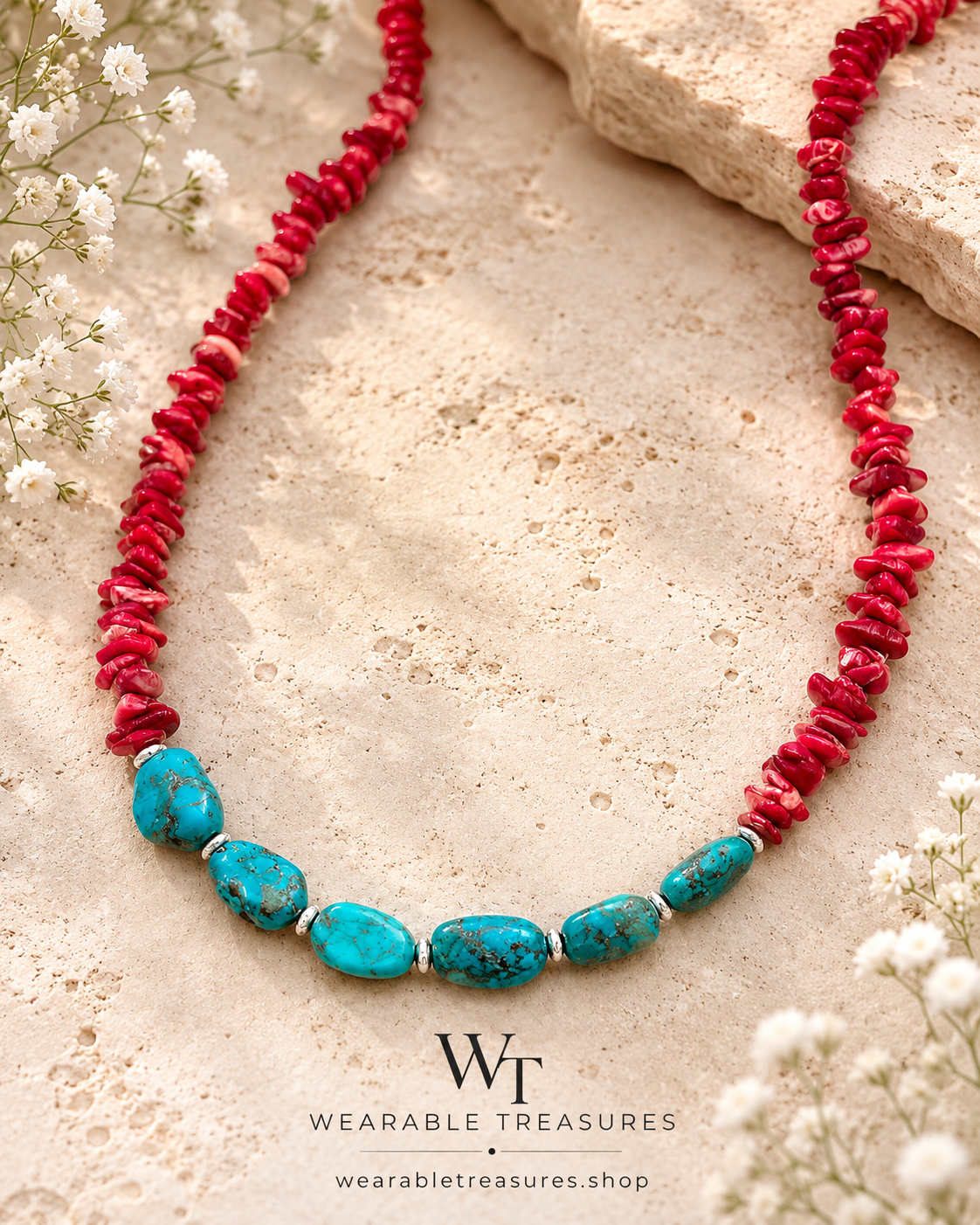 Turquoise Coral Necklace