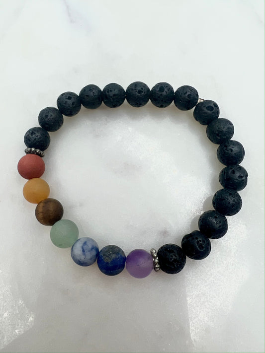 Chakra Rainbow Matte Essential Oil Bracelet